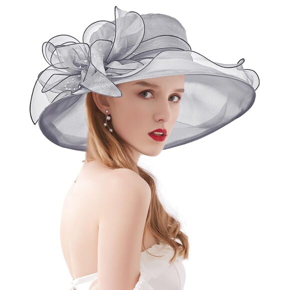 3457 Organza Church Fascinator Derby Hats For Women Flower Wedding Tea main image 5
